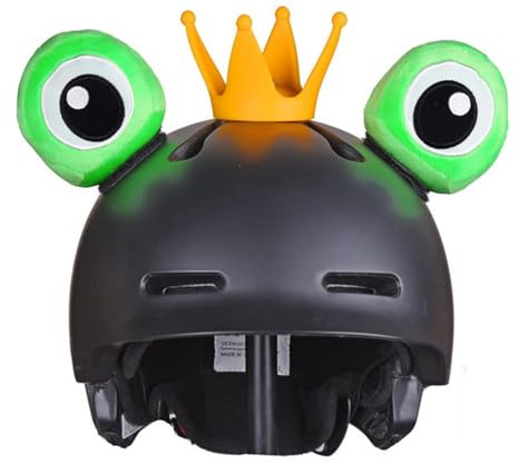 Syangkaitian Froschohren für Helm, 2 Stück, niedliches Zubehör, Froschaugen, Krone mit Streifen