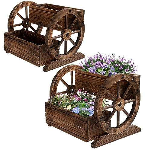 OIPRTGFJ Pflanzkasten aus Holz mit Rädern (2-stöckiger Pflanzkasten, 2 Stück)