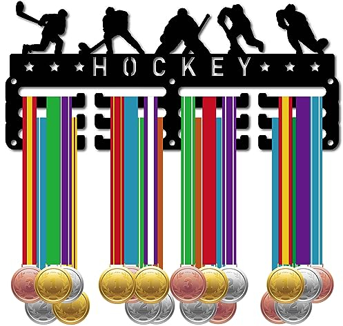 CREATCABIN Hockey-Medaillenhalter,Läufer,Medaillenaufhänger,Präsentationsständer,Sport-Metallaufhängung,Auszeichnungen,Eisen,Kleine Halterung,Auszeichnungen Für Läufer,Marathon,Schwarz,29x13cm