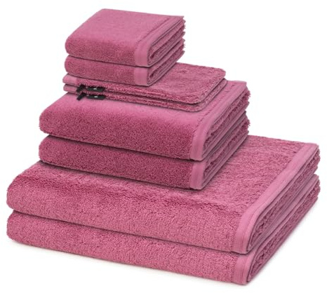 Vossen - 8 teiliges Frottier-Set - Vegan Life (2 X Wasch- 2 X Gäste- 2 X Dusch- 2 X Handtuch im Set) - 580 g/m2 - Baumwolle - Frottee - saugstark - weich und flauschig - BlackBerry