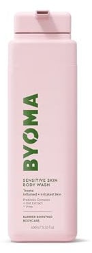 BYOMA Sensitive Skin Body Wash (400ml) Treats Inflamed and Irritated Skin, with Prebiotic Complex, Oat extract and Urea, Gentle on Dry Skin, Alcohol and Fragrance Free, Vegan