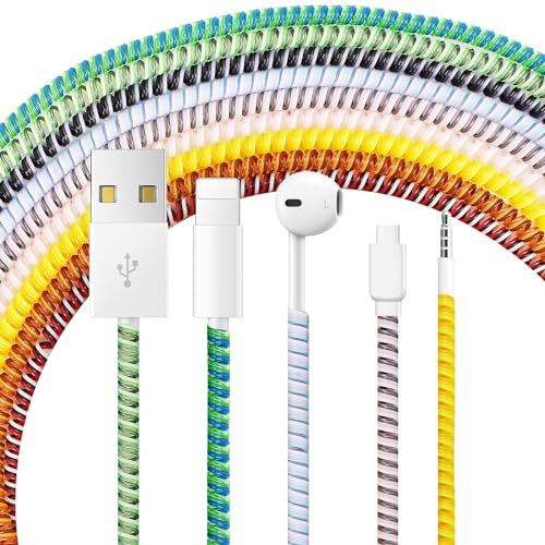 9 Stück Ladekabelschutz, 1,4 m Kabelschutz, TPU-Handy-Kabelschutz, Flexibler Micro-USB-Schutz für Handy, Notebook-Ladekabel (9 Farben)