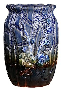 Blumentöpfe für den Innen- und Außenbereich, 29 cm hoch, Keramik-Blumentopf, für Zuhause, Couchtisch, Tischdekoration, Blumentopf, Retro-Blumentopf, gelb/blau, Zubehör für Pflanzenbehälter (Farbe: B,