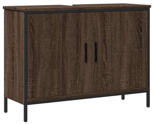 vidaXL Waschbeckenunterschrank, Badschrank Badezimmerschrank mit Stauraum, Waschtisch Unterschrank für Badezimmer, Badmöbel, 80x30x60cm Braun Eiche Holzwerkstoff