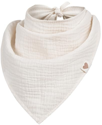 Smarilla Halstuch Dreieckstuch Bindetuch Kopftuch Uni Mädchen Junge Baby Musselin, Farbe: Creme