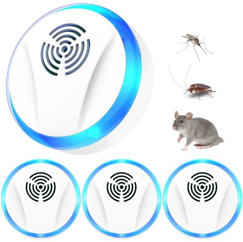 YANGUN Ultraschall Schädlingsbekämpfer 4 Stück, Elektronische Insektenschutzmittel, Insektenschutzmittel Moskitoschutz Innenräumen Plug-in Pest Repeller für Mücken, Mäuse, Kotaugen, Spinne, Insekten