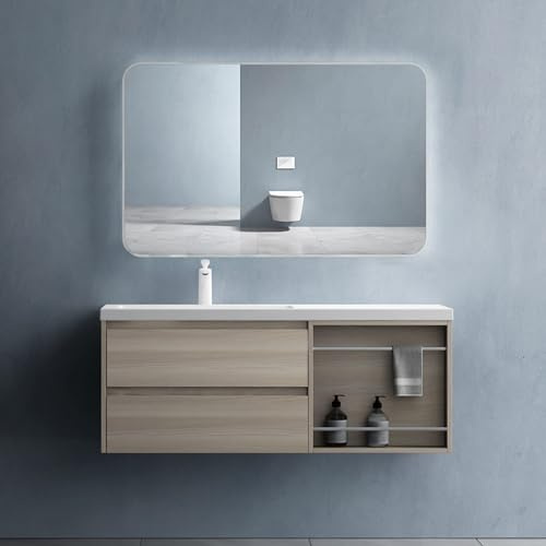 doporro Badmöbel Set Unterschrank 120x46x49cm Waschbecken Wandmontage | Wandhängendes Badmöbel-Set mit Mineralguss-Waschbecken – großzügig & stilvoll für moderne Bäder, Open