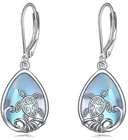 ONEFINITY Schildkröten-Ohrringe 925 Sterling Silber Mondstein Ohrringe Schildkröte Ohrringe Meeresschildkröte Schmuck Geschenke für Frauen Mädchen (Meeresschildkröte)