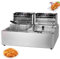 guoyjmm Friggitrice Elettrica Doppia Vasca, 5000W in Acciaio Inossidabile Commerciale, Friggitrice a Olio Elettrica Temperatura Controllata 60°C - 200°C per ristoranti, Snack Bar e Hotel