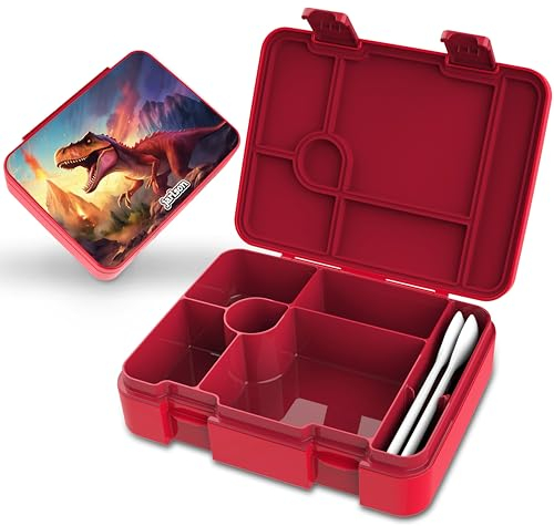 Jarlson® Brotdose Kinder mit Fächern | Lunchbox BPA frei | Bento Box auslaufsicher | Snackbox | Jausenbox für Kindergarten und Schule | inkl. Besteck - 1400 ml | LUMI (Extra Groß)