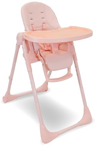 My Babiie MBHC9 Highchair from Birth – Newborn to 3 Years (15kg), Adjustable, 5 Recline Positions, 7 Height Settings, Removable Tray, Padded Seat, Foldable, Chair for Baby & Toddler – Pink