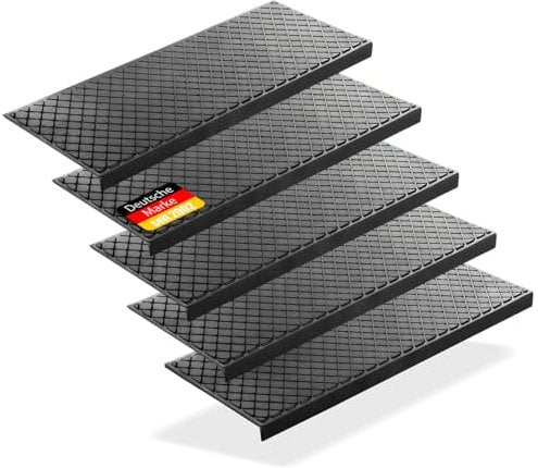 BigDean 4 Stück Stufenmatten aus Gummi – 75 x 25 cm – Outdoor Treppenstufenmatten – Anti Rutsch Gummimatten Karo Design