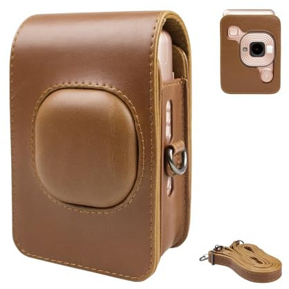 Rieibi Kameratasche aus PU-Leder für Insatx Mini LiPlay Sofortbildkamera, für Instax Mini Liplay Hülle mit verstellbarem Riemen