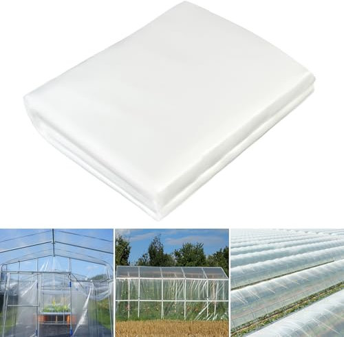JNBGTU Plastic Sheeting Heavy Duty Polythene Sheeting, Thick Large Clear Plastic Dust Waterproof Sheets, Garden Grow PE Cover Sheets for Gardening Insulation Building Rubble Protection (Clear 2X10M)