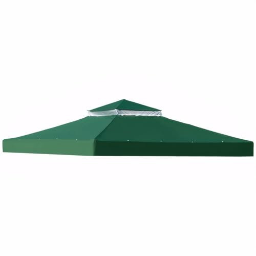 OKYUK Tetto di Ricambio per Gazebo, Impermeabile con Doppio Tetto, Protezione UV e Angoli Rinforzati per Gazebo da Giardino, Copertura per Caffè Elegante e Resistente(3 x 3 m,Verde)