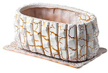 JHHNCVBC Flower Pot 9.68 Inch Long Ceramic Flower Pot Outdoor Garden Courtyard Home Restaurant Office Desktop Decorative Flower Pot With Tray