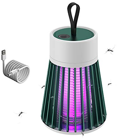 Zanzariera Elettrica da Interno, Antizanzare Elettrico Portatile, Lampada Antizanzare Casa, Lampada Zanzare Esterno, Racchetta Zanzare Atossica Anti Mosche UV Campeggio 100m² (USB senza Pila, Verde)