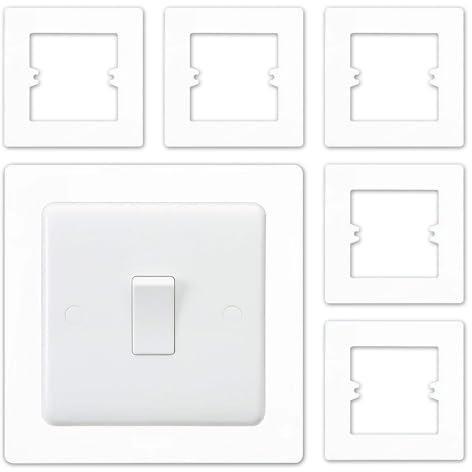 6 Pcs Light Switch Surround, Finger Plate for Single Light Switch, Socket Surround Cover Plug Wall Decorate, White Plastic