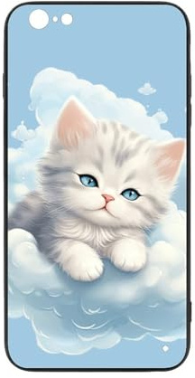 CRIVOTA Hülle Für iPhone 6/6S - Ganz Neues Katze-Design, Glas-Rückseite + TPU, Extrem Schlank, Perfekte Passform, Nach Militärstandard Getestet, Handyhüllen Für Jungen Mädchen