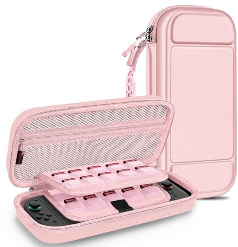 FINTIE Carrying Case for Nintendo Switch 2 (2025) - [Shockproof] Hard Shell Protective Cover Portable Travel Bag with Game Card Slots & Inner Pocket for Accessories, Rose Gold