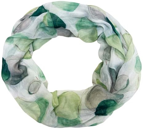 Jeamis Kreis Seide Loop Farbverlauf Frühling Rundschal Rainbow Unisex Sommer Leicht Schal Stola Dots (Kreis25B Grün)
