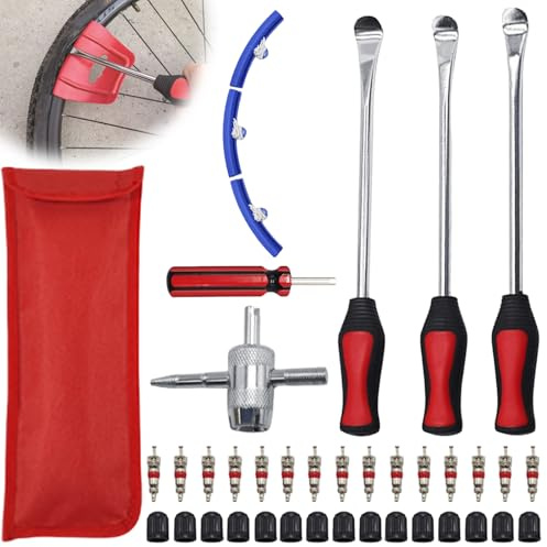 GOMETY Set di 39 leve per pneumatici, 30,5 cm, leva di montaggio, utensili per leva pneumatici, cucchiaio, Tire Spoons Lever, con 3 protezioni per cerchione per moto e bicicletta