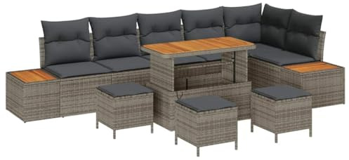 vidaXL Gartensofa-Set 10 STK. Grau Poly-Rattan