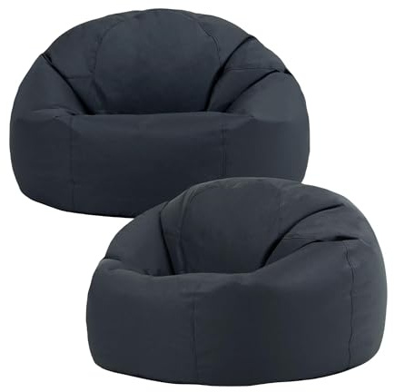 Bean Bag Bazaar Kingston Gaming Bean Bag with Filling, 2 Pack, Grey | Made in the UK, Adult Beanbag, Durable Water-Resistant Fabric, Comfy Chair for Indoor and Outdoor Use