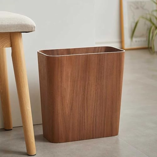 Drsyffsup Poubelle en Noyer/Osier courbé, Corbeille à Papier carrée, poubelles pour Salon, Chambre, Salle de Bain, Bureau, hôtel, dortoir, Poubelle de Recyclage(A)