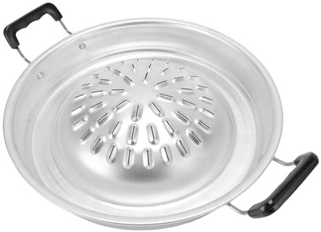 Fockety Thai Korean BBQ Grill Pan, Non Stick Smoke Steak Grill Charcoal Pan, Aluminum Barbecue Grills Topper, Camping BBQ Pans for Shabu, Vegetable, Egg, Pork, Beef, Meat, (30cm/11.81in Original