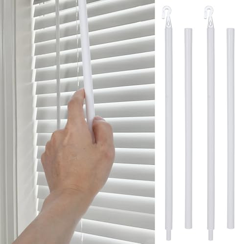 Ptwola 2 Pair Detachable Blind Wand Plastic Blinds Tilt Wand 24 Inches Blind Rods Window Wands Replacement with Hook Curtain Opener Stick Vertical Blinds Replacement Parts for Window Shades