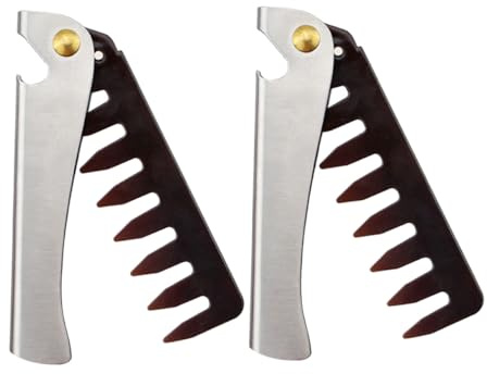 VILLFUL 2 Stück Teiliges Faltbares Herren Haaröl kamm aus Edelstahl Breitzinkiger Styling kamm für Öligen Haarlook Strapazierfähig Leicht für Tägliche Pflege und Professionelle Anwendung