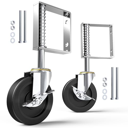 HOLKIE Torrollen 100mm 2er-Satz Tor Räder Torlaufrolle mit Federbelastung | 360°drehbar|Ideal für Zäune Holztore Gartentore|Schwerlast-Torräder mit robuster Federung|Belastbarkeit 100 kg