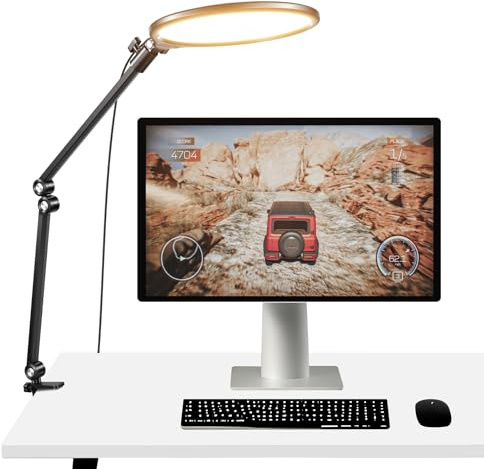 NEEWER Basics 10,5 Streaming Key Ring Light, 3000-6500K 15W Vollbild LED Panel Ringlicht mit verstellbarem Armständer, Tischklemme und Timer für Laptop Computer, Videokonferenzen, Zoom, Makeup, R10