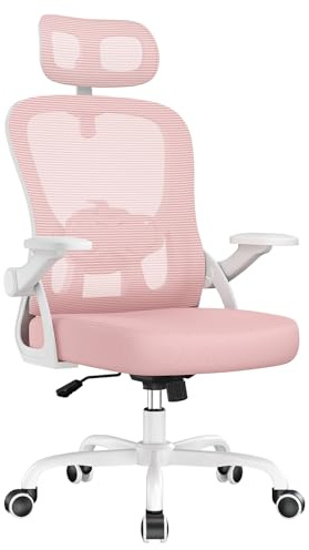 rattantree Chaise de Bureau,Fauteuil Bureau Soutien Lombaire Réglables,Rose | Petite Siège Ergonomique de Conception Ergonomique Avec Accoudoirs et Appui-Tête Réglables, Respirant, pour le Travail