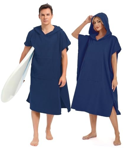 Abahub Surf Poncho Herren Damen Badeponcho für Erwachsene mit Kapuze L