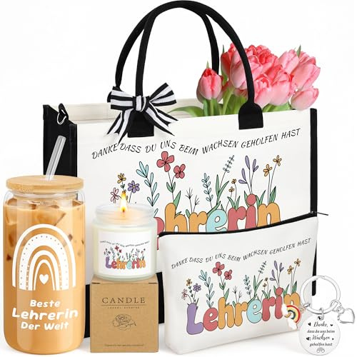 MIRTHIA Lehrerin Geschenk Set 5-in-1 – Geschenk für Lehrerin, Beste Lehrerin Geschenke, Danke Lehrerin Geschenke, Abschiedsgeschenk Lehrerin, Lehrerinnen Geschenk Geburtstag Weihnachten