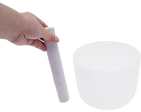 Cuenco de cristal blanco de cuarzo de alta pureza de 8 pulgadas, frecuencia 432-440 Hz, con mazo y anillo de goma, para meditación, yoga, equilibrio de chakras, sanación de sonido, 20,3 cm de diámetro