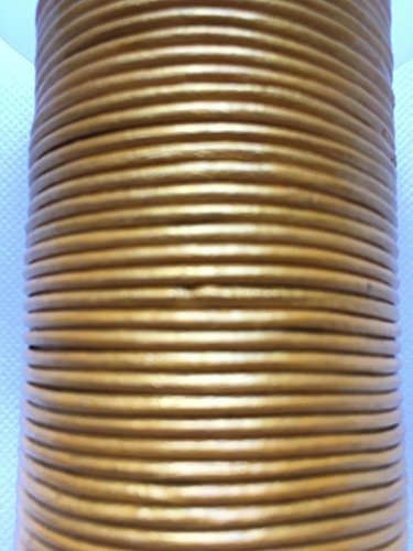 Hollis 2mm Round Quality Real Cows Leather Gold Leather Cord Jewellery Making Cord Thread Wire String Thong (4 metres)