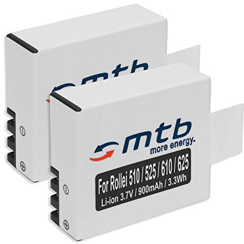 2X Akkus für Rollei Actioncam AC 510, 525, 610, 625 [900 mAh / 3.7V / Li-Ion]