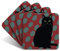 SCHWARZE KATZE – Set aus 4 Untersetzern – Leslie Gerry - tierische Geschenke