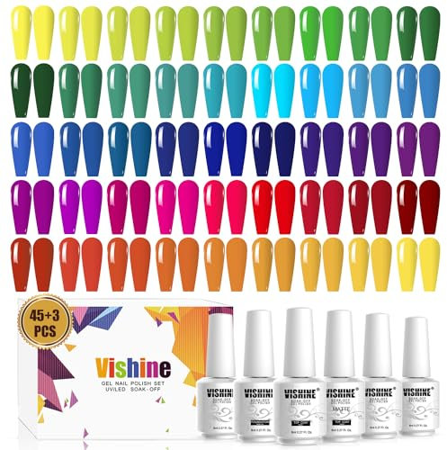 Vishine 24 Colour Gift Set Gel Nail Polish Kit Soak Off UV LED Nail Gel Polishes for Nail Art 8 ML/PC Pack of 24 Pretty Colors Series Kit