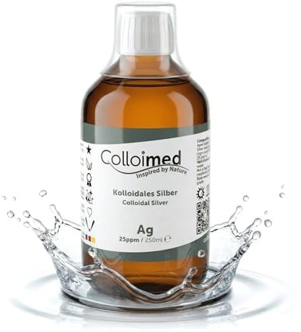 Colloimed Kolloidales Silber 25ppm hoch konzentriert Reinheitsstufe 99,99% in brauner Apotheker-Glasflasche 250ml (Silber-25ppm, 250ml)