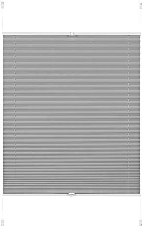 GARDINIA Plissee ohne Bohren, Zum Klemmen, Blickdicht, Falt-Rollo zur Verdunklung, Sichtschutz, Verstellbar von 6 mm - 30 mm, Greta, Steingrau, 50 x 130 cm