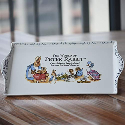 Hokaime Ceramic Teapot Tea Set, Creative Cute Peter Rabbit Afternoon Teacup Teapot Saucer Double Fruit Set, tea tray