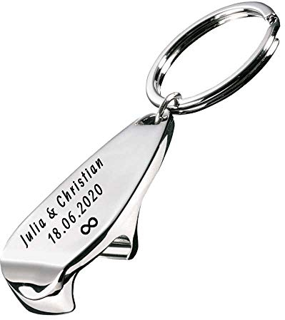 Juwelier Schönschmied - Unisex Schlüsselanhänger als Flaschenöffner mit Gravur Herren Schlüsselanhänger Flaschenöffner mit Gravur aus Edelstahl inkl. Gravur SA43 - OPENEND