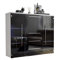lukmebel Kommode BARI Hochglanz mit Schubladen und Barfach Wohnzimmer Wohnzimmerschrank LED kostenlos HG Highboard Sideboard Schrank Schlafzimmer Schrank Mehrzweckschrank (Weiß/Schwarz + Schwarz)