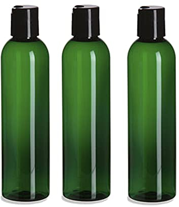 Natural Farms – Grüne Cosmo Kunststoffflaschen – Klappdeckel – für ätherische Öle, Parfums, Reinigungsprodukte – 3 Stück