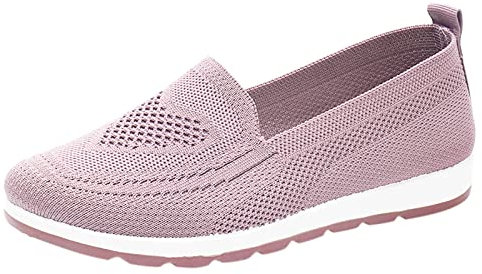 Woaikeyu Plates Baskets Femme sans Lacets Respirant Mesh Confortable Chaussures de Running Sport Tendances Fitness Sneakers Rose 41