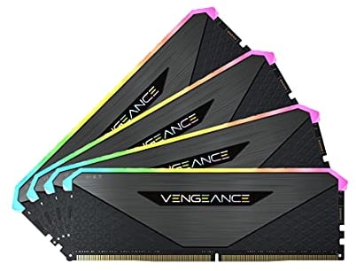 Corsair Vengeance RGB RT 32 GB (4 x 8 GB) DDR4 3.200MHz C16 Arbeitsspeicher (Dynamische RGB-Beleuchtung, Optimiert für AMD 300/400/500 Series, Kompatibilität mit Intel 300/400/500 Series) Schwarz, CMN32GX4M4Z3200C16